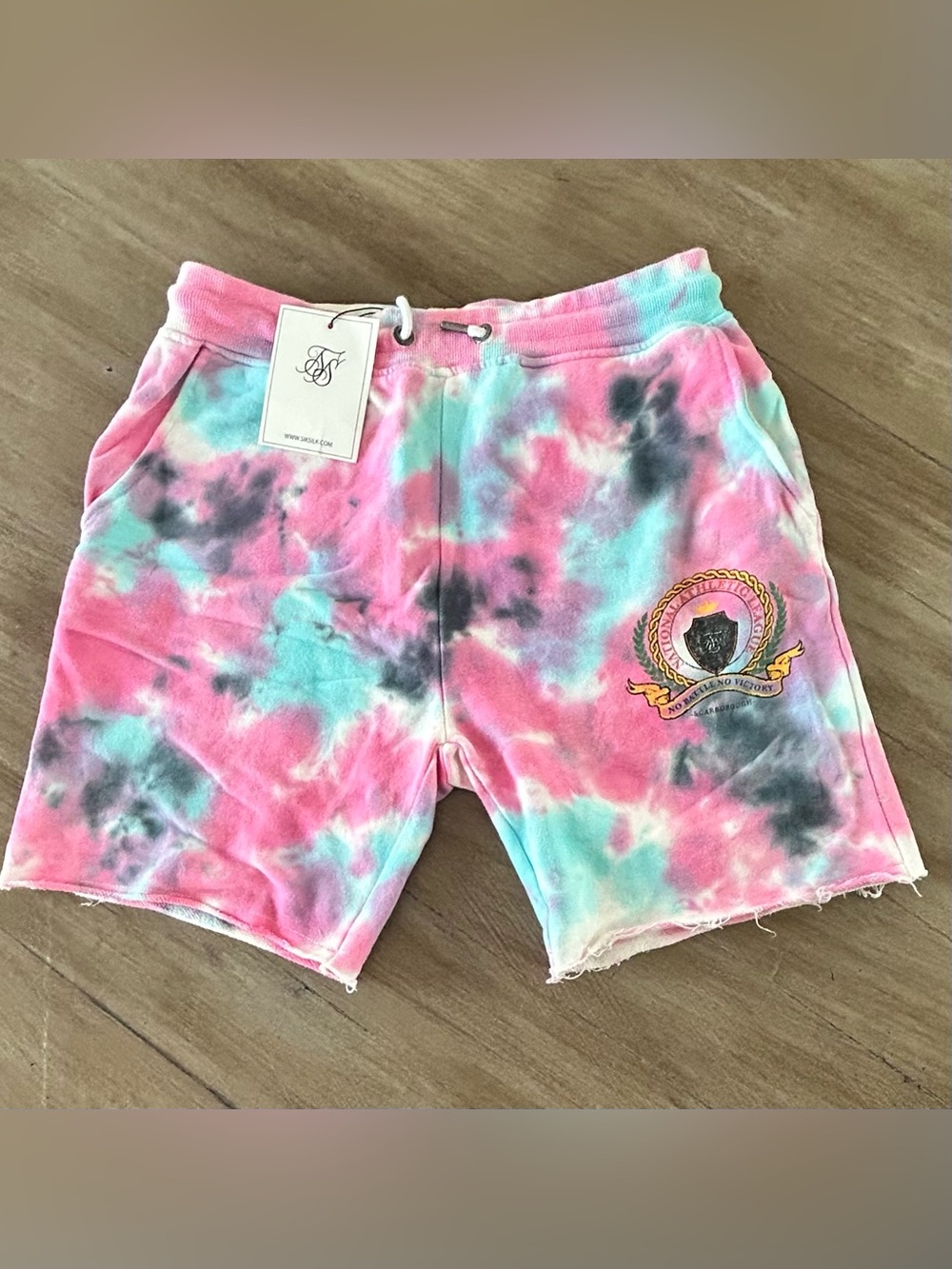 Tie-Dye Pink & Aqua Athletic Men’s Shorts
